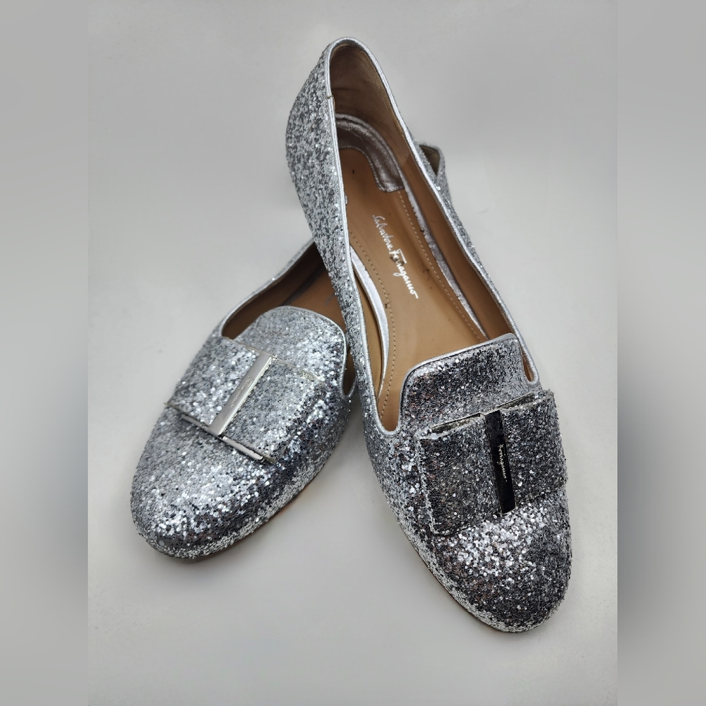 Pre-loved Salvatore Ferragamo Glitter Loafers